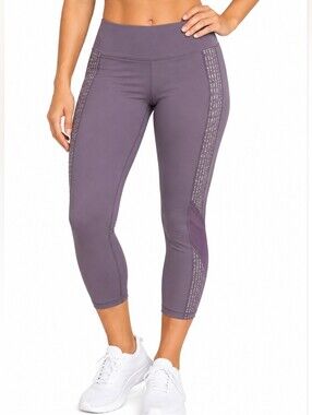 ACTIVE LIFE | Women’s Muted Purple Striped Yoga Leggings Size XXL